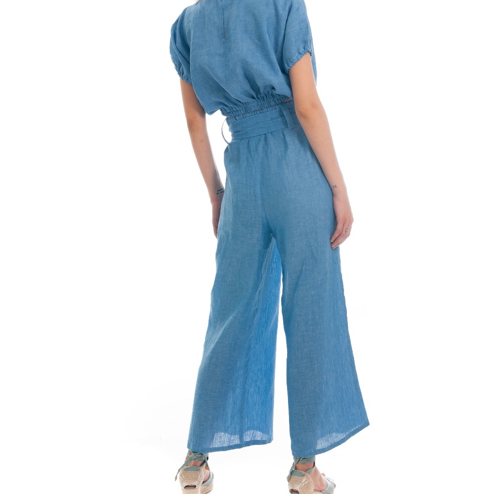 BLITZ POSITANO PANTS = - PANTALONE MEGAL - LINEN ONE SIZE - BLUE DENIM . NWT - Picture 2 of 3
